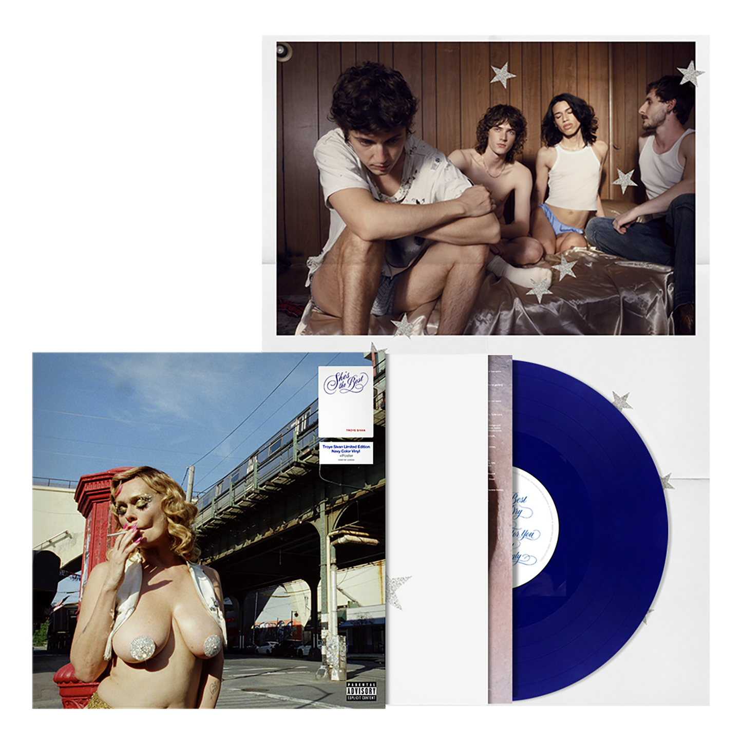 Troye Sivan – She’s The Best Navy Blue Vinyl – detalle de la edición con póster