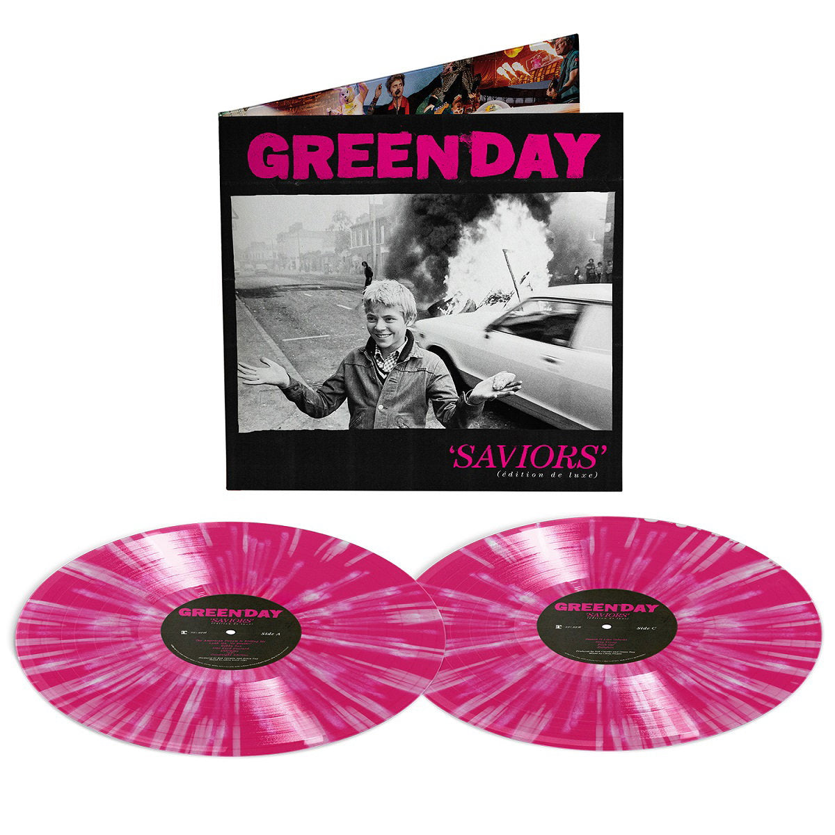 Green Day – Saviors (Deluxe) · Vinilo Rosa y Blanco 2LP
