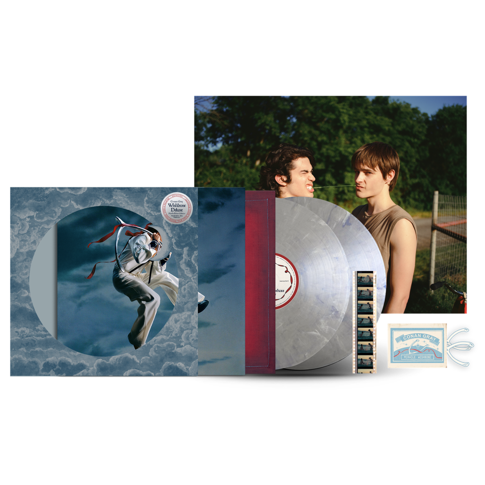 Conan Gray – Wishbone Deluxe Moths Silver Edition 2LP metallic silver y blue marble