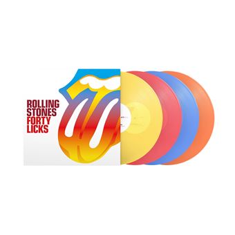 The Rolling Stones Forty Licks en 4LP amarillo, rojo, azul y naranja transparente