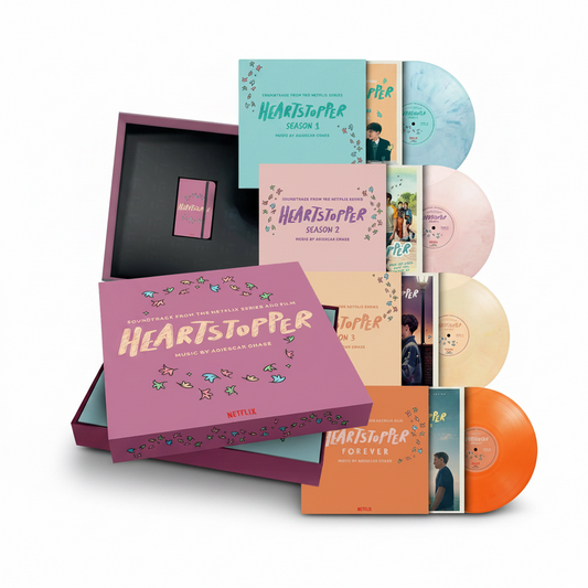 Adiescar Chase Heartstopper box set 4LP marmolado azul, rosa, amarillo y naranja con libreto, láminas y diario