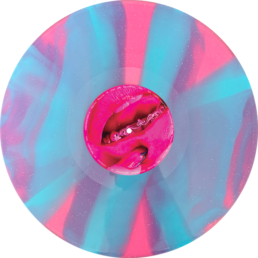 ADÉLA PRIMA edición limitada en vinilo rosa transparente con blue ripple y glitter plateado