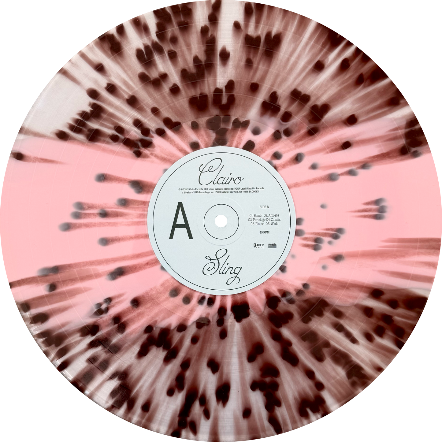 Clairo Sling 5th Anniversary edición limitada en vinilo rosa y transparente con splatter marrón