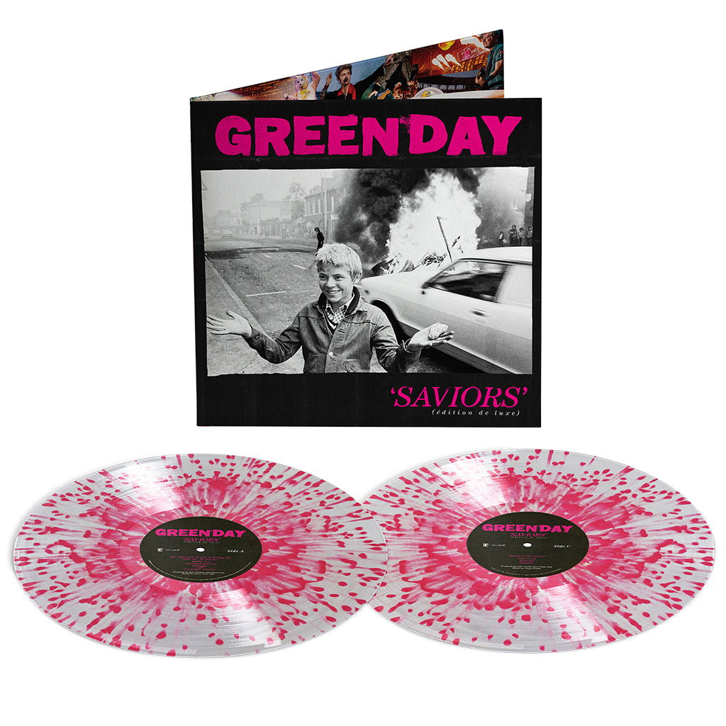 Green Day – Saviors (Deluxe) · Vinilo Clear con Hot Pink Splatter 2LP