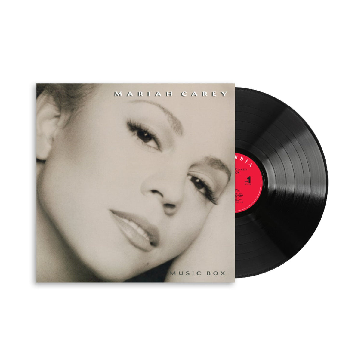 Mariah Carey Music Box portada y vinilo negro LP edición remasterizada