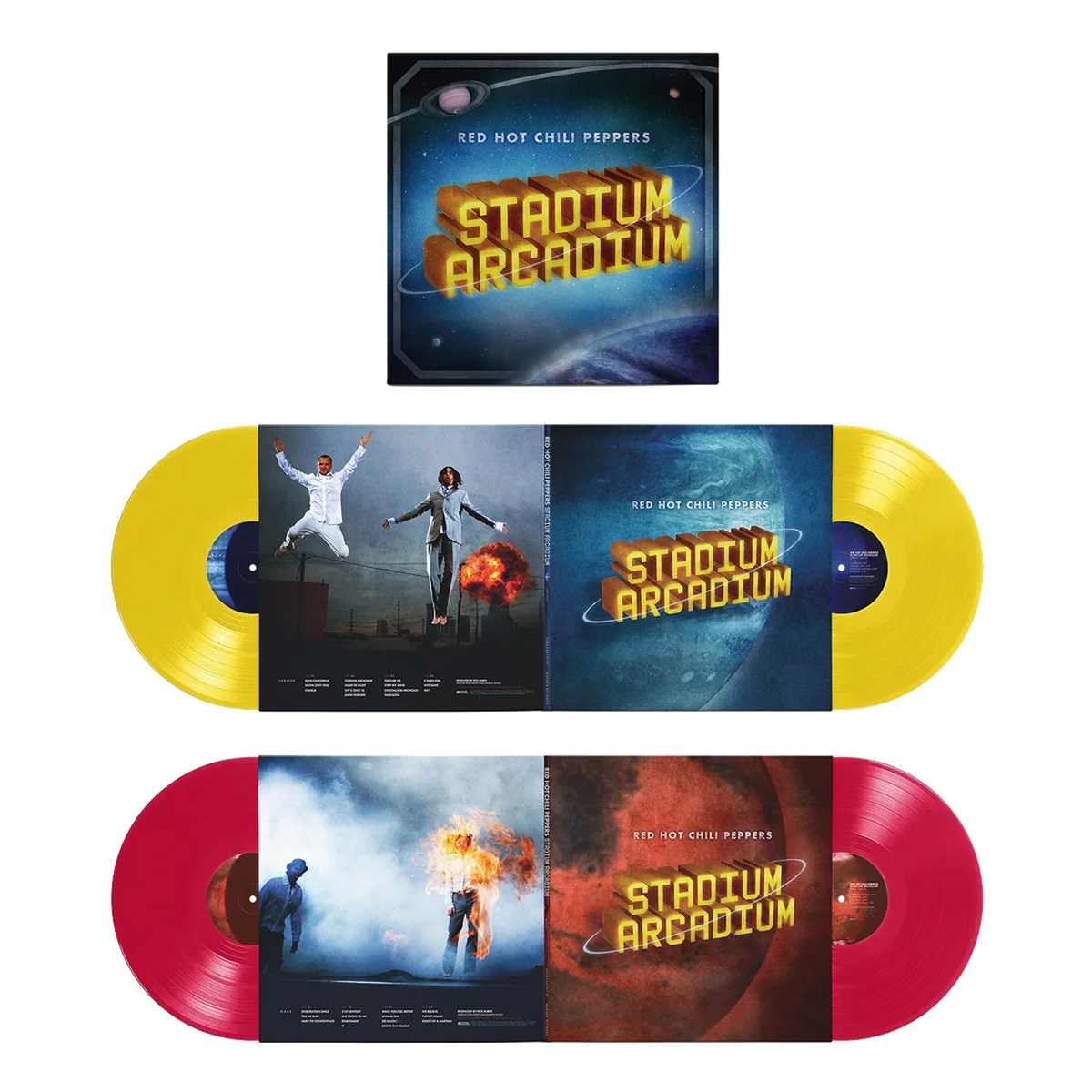 Red Hot Chili Peppers – Stadium Arcadium (20th Anniversary) · Vinilo Canary Yellow + Apple Red 4LP